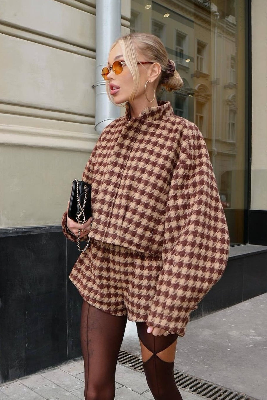 Isabella Conjunto Pied de Poule - Marrone