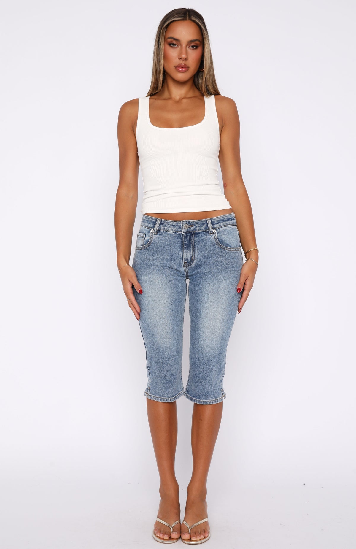Annie Jean Capri taille basse bleu clair vintage