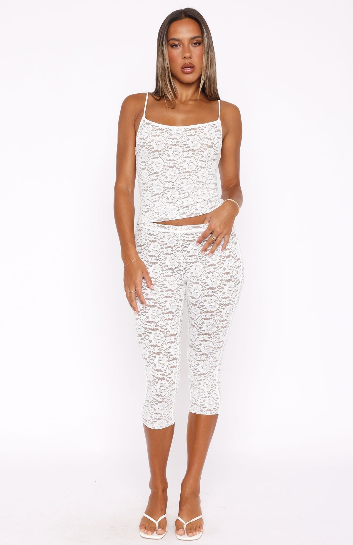 Pantacourt en dentelle Vibe With Me blanc