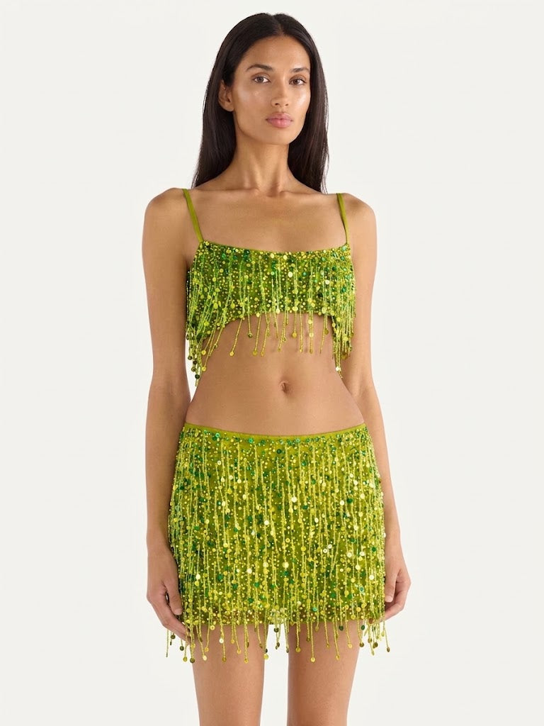 Mini-jupe perlée à sequins