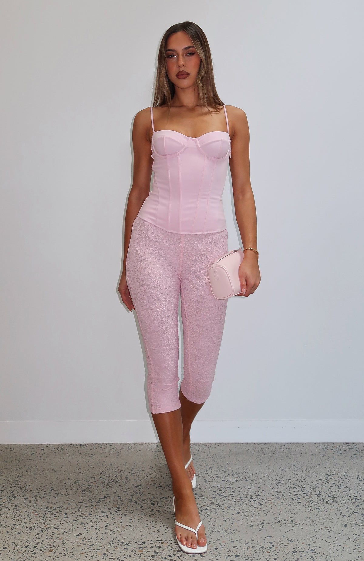 Pantalon Capri en dentelle Vibe With Me Rose bébé