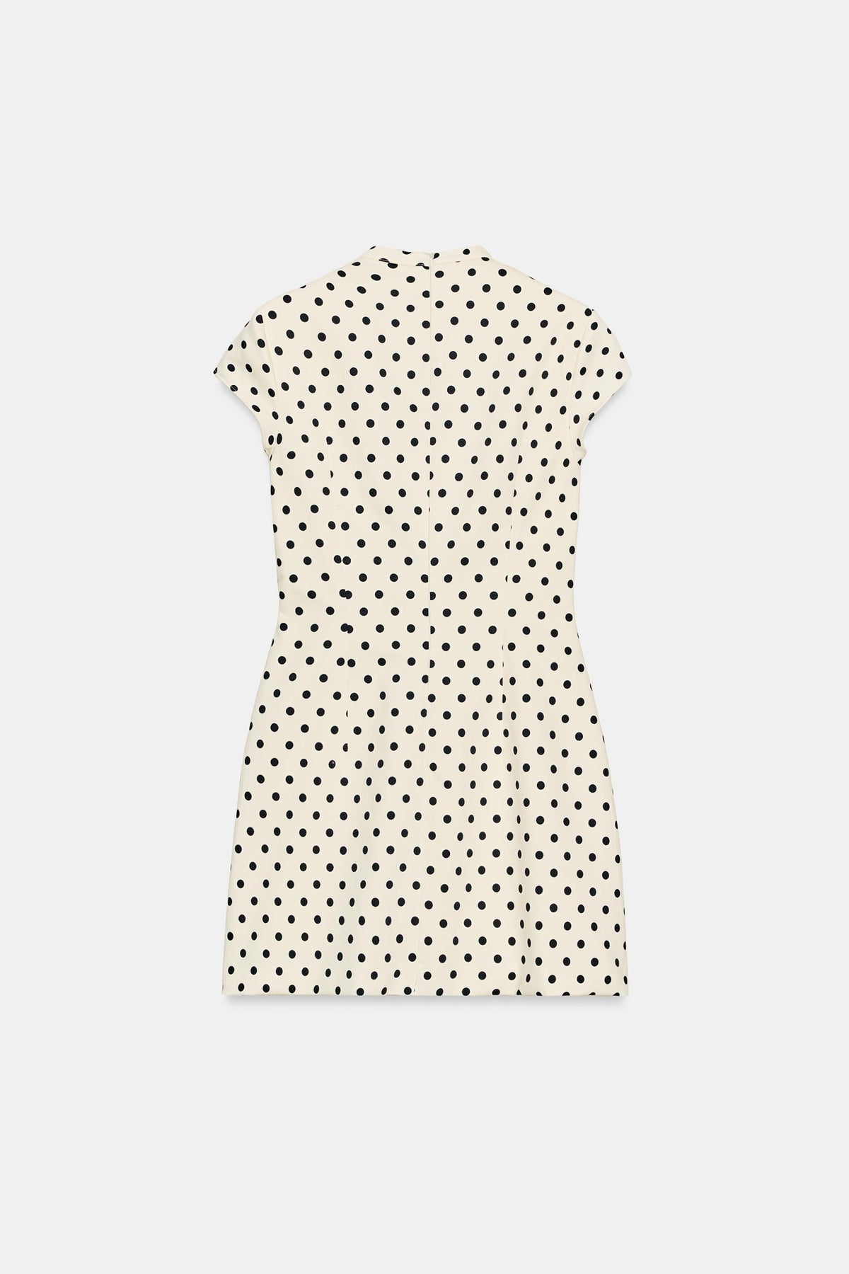 Robe courte blanche à pois avec nœud