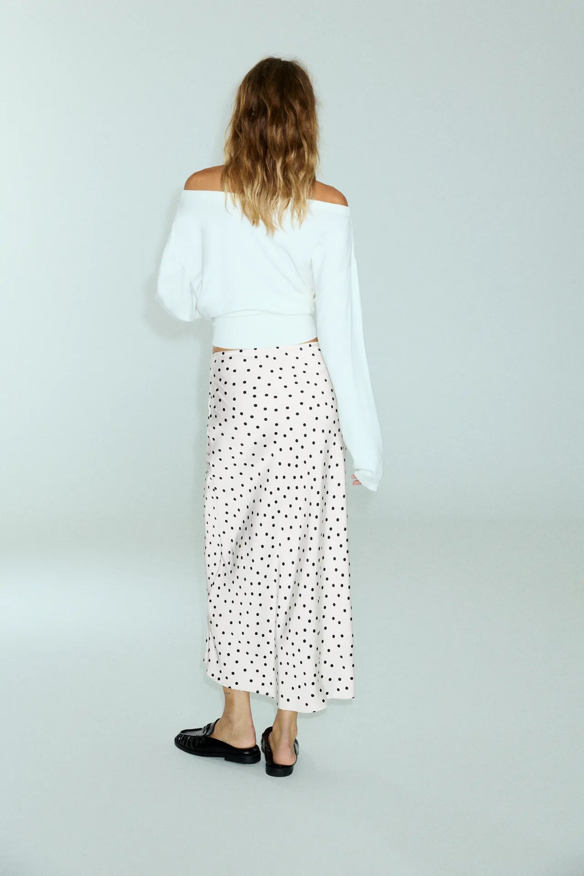 Jupe midi effet satin avec cordon de serrage