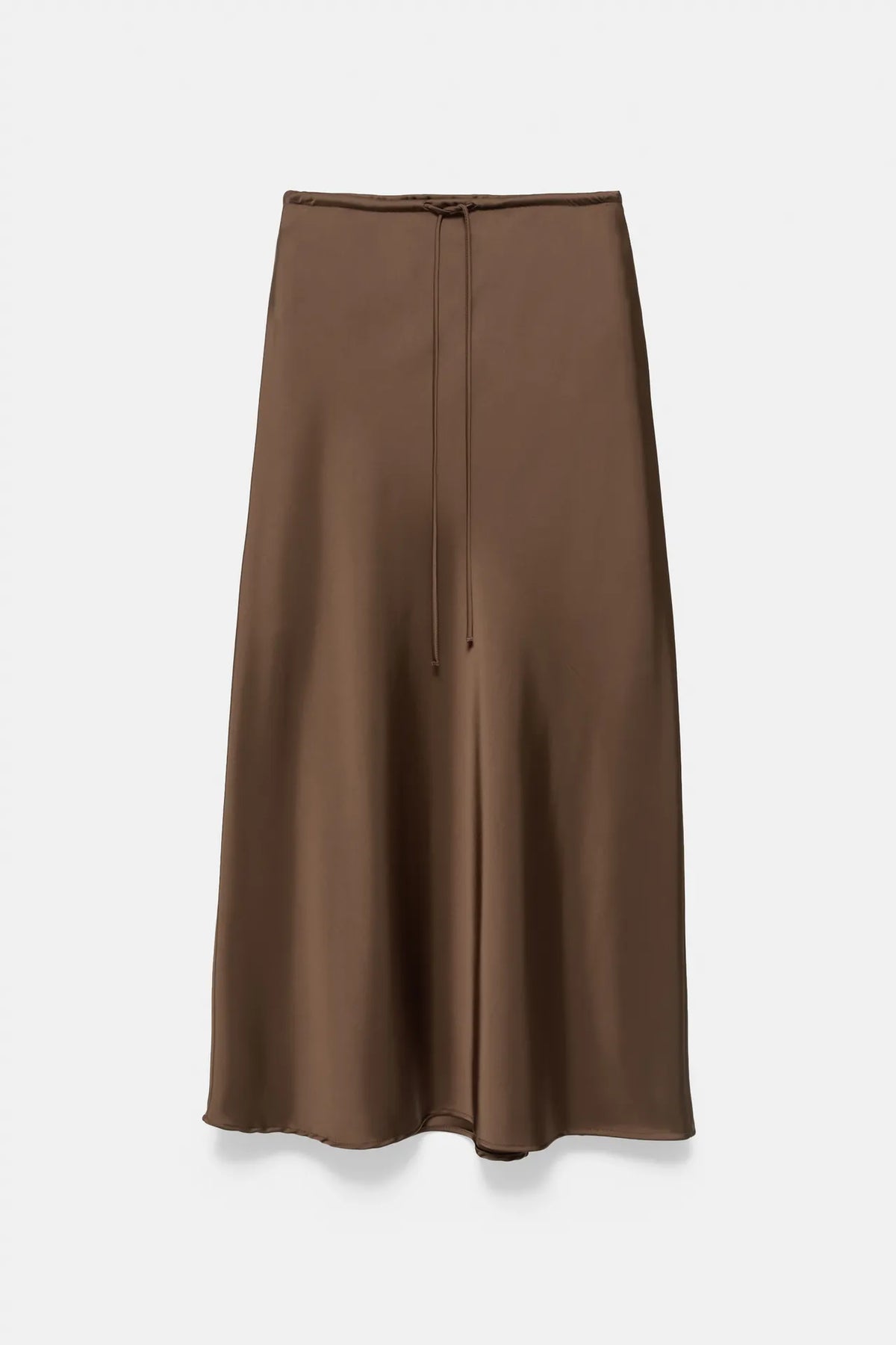 Jupe midi effet satin avec cordon de serrage