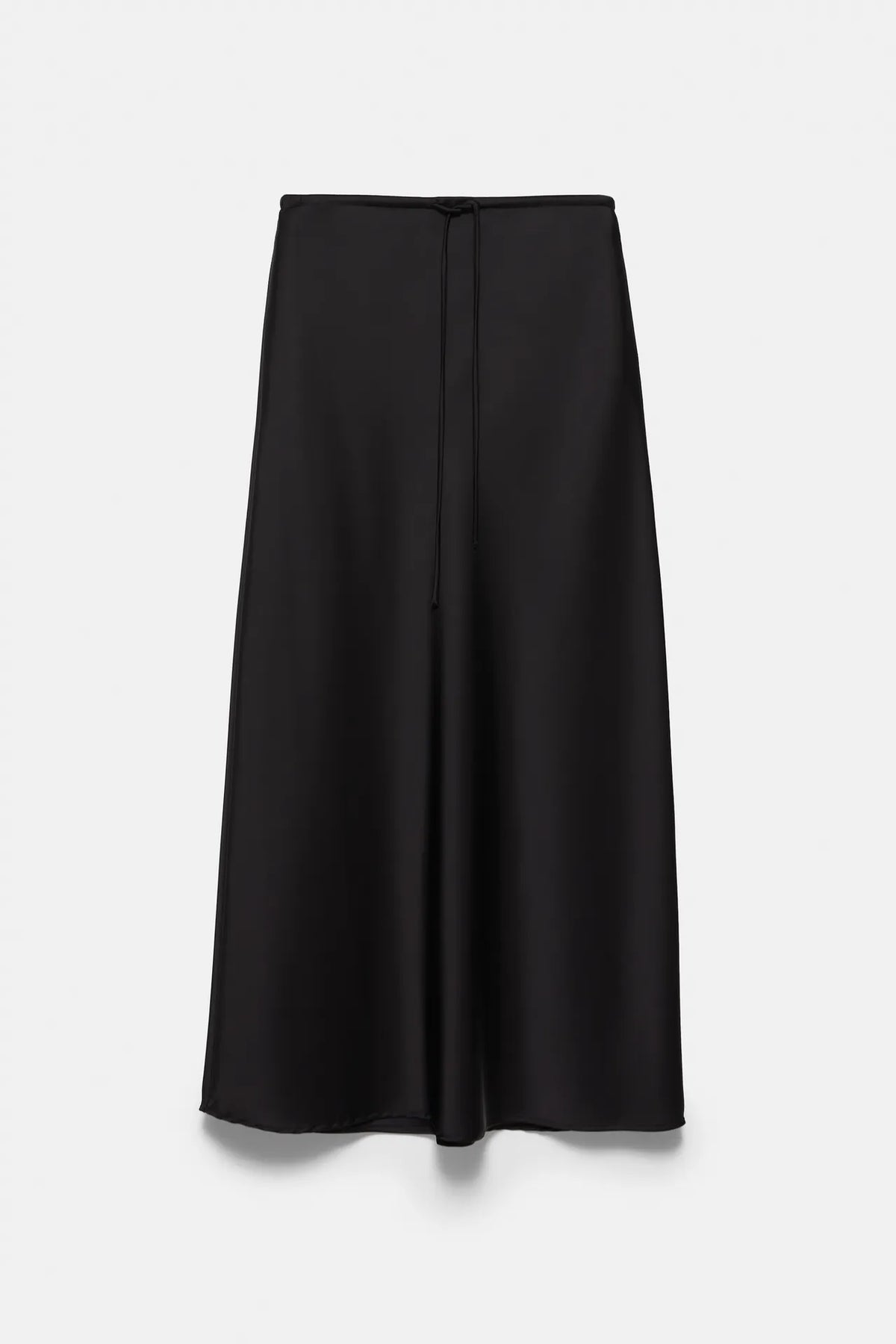 Jupe midi effet satin avec cordon de serrage