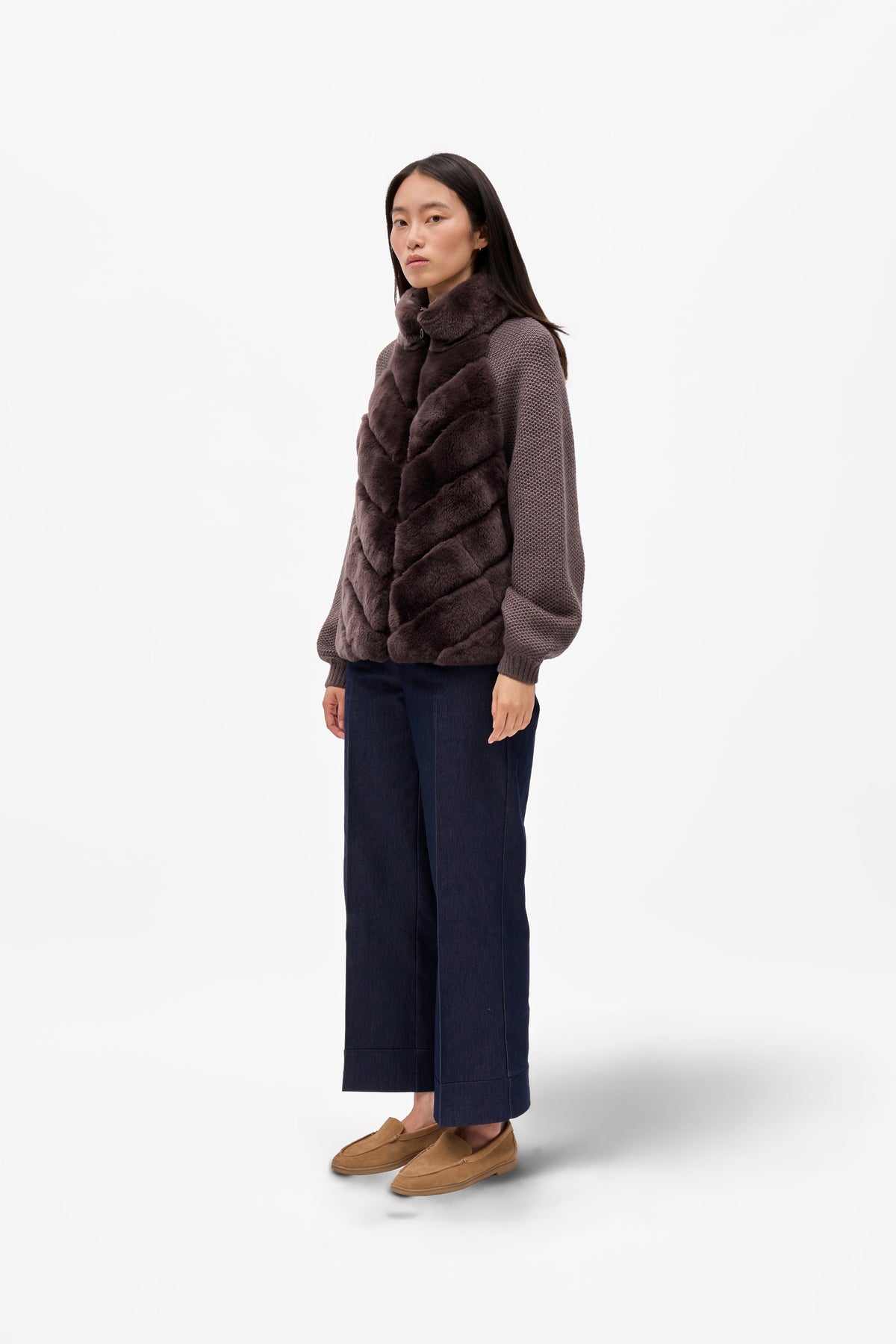Milan Fur Panel Jacket - Uva