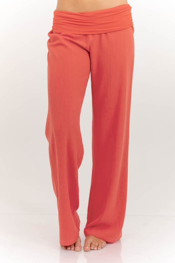 Pantalon à revers corail