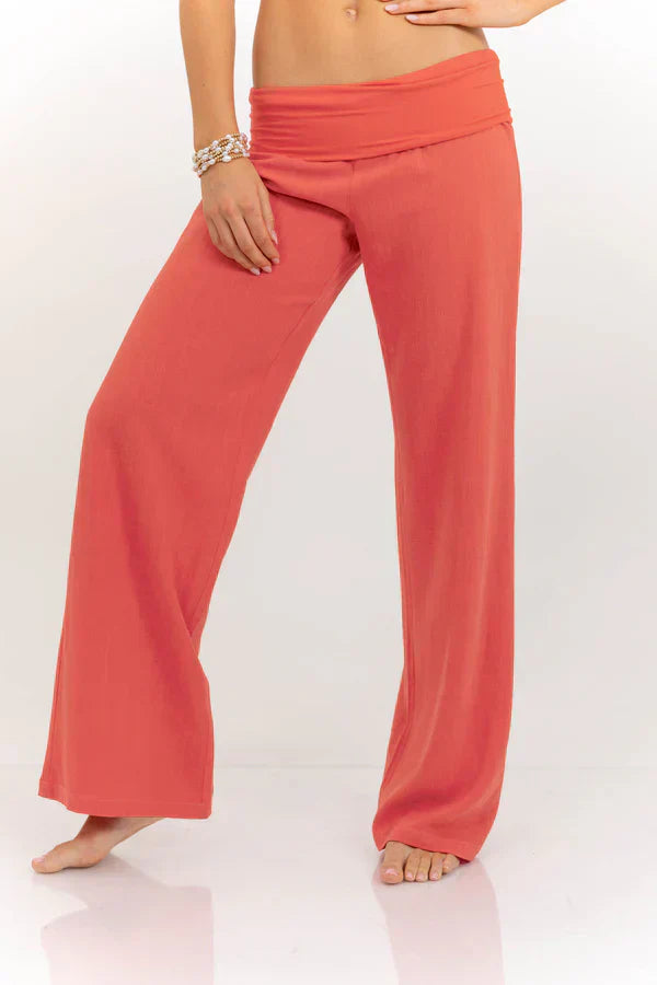 Pantalon à revers corail