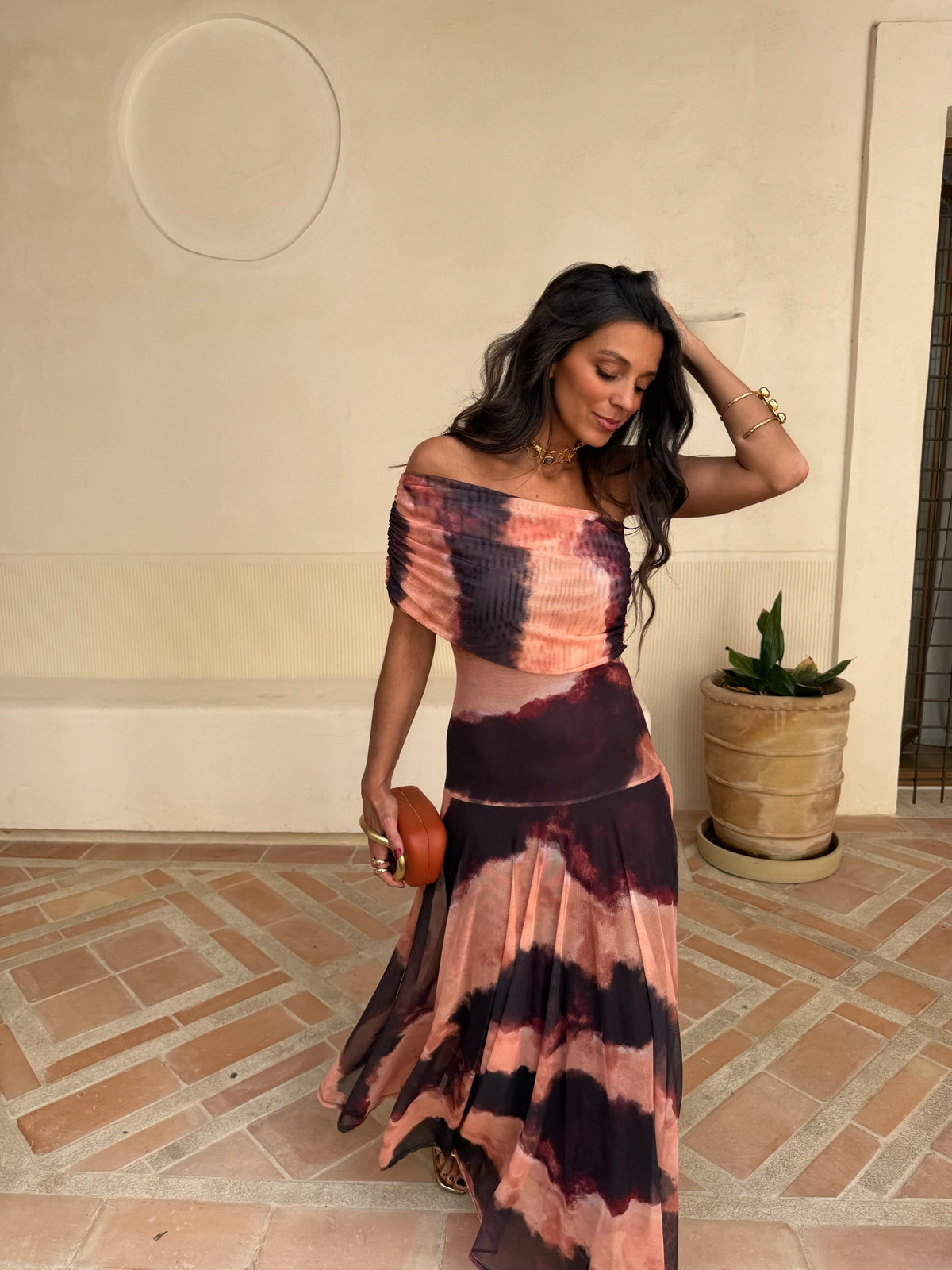 Toledo Dress - Arancione e Marrone