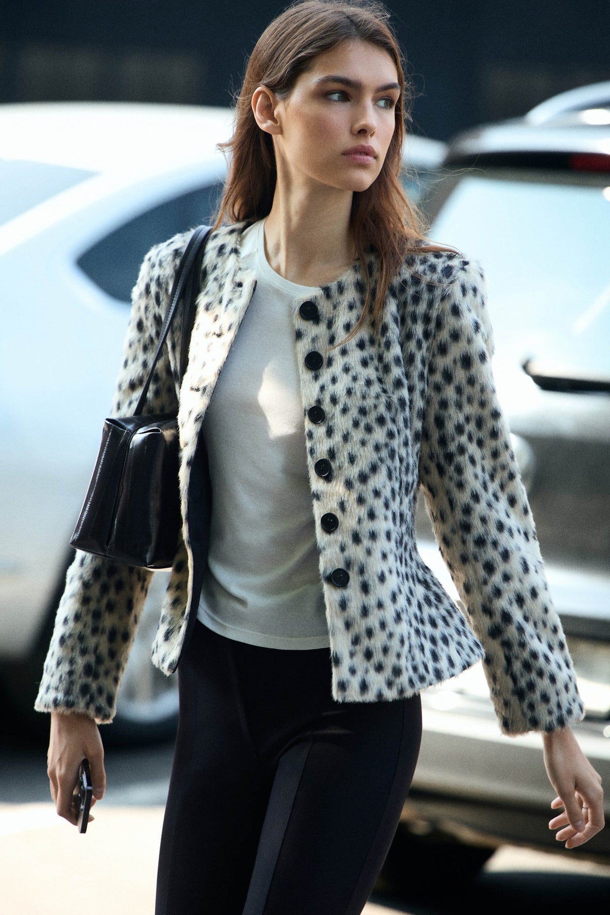Blazer Effet Fourrure Léopard