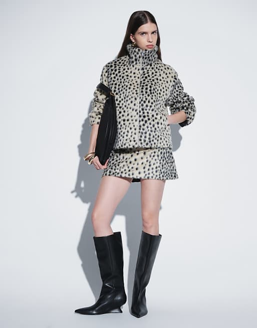 Giacca Ecopelliccia Animalier - Nero/Marrone