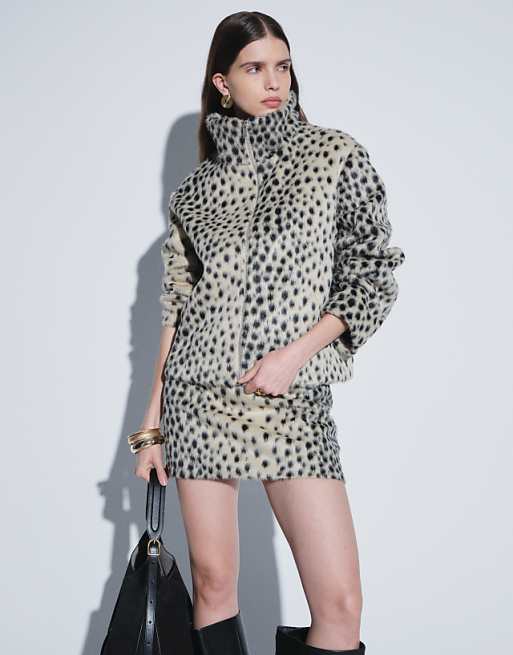 Giacca Ecopelliccia Animalier - Nero/Marrone