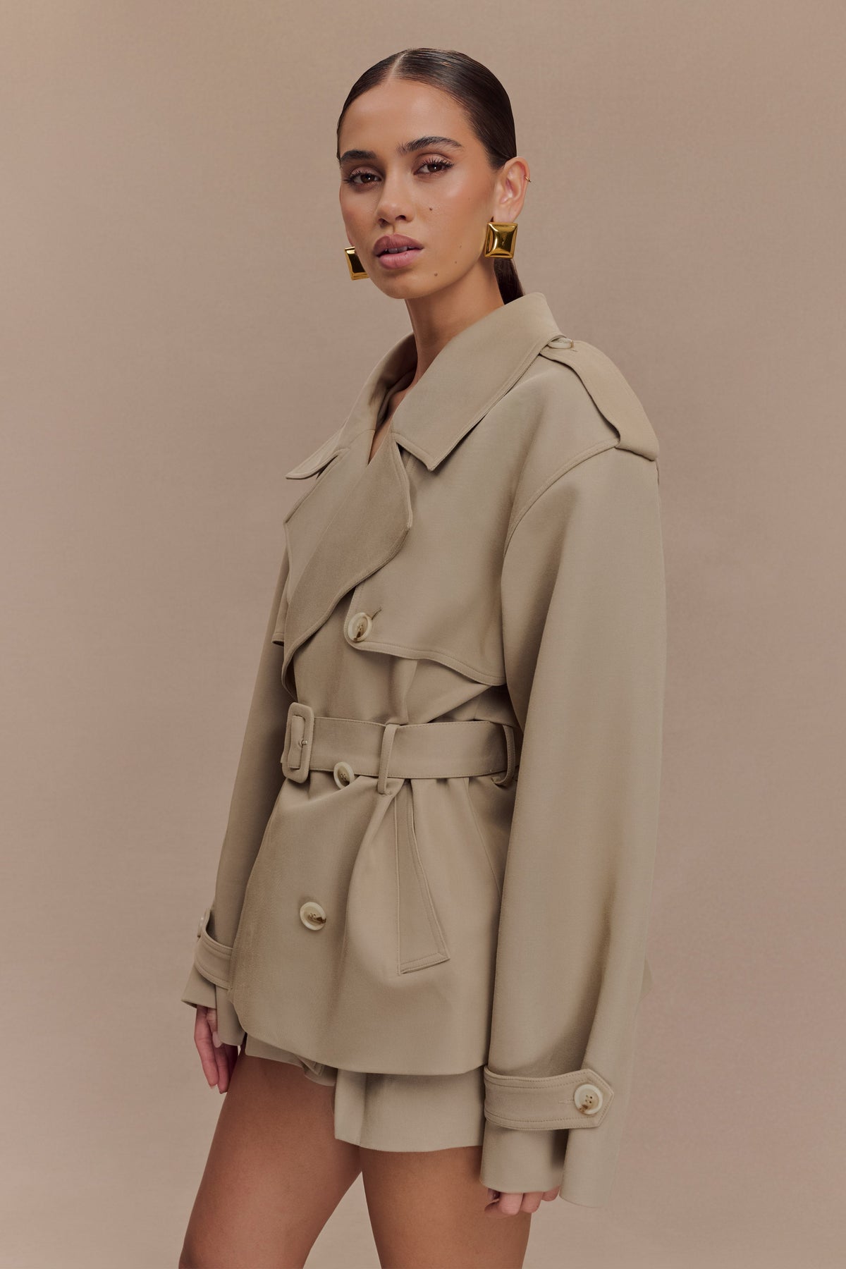 Alden Short Trench Jacket - Pebble