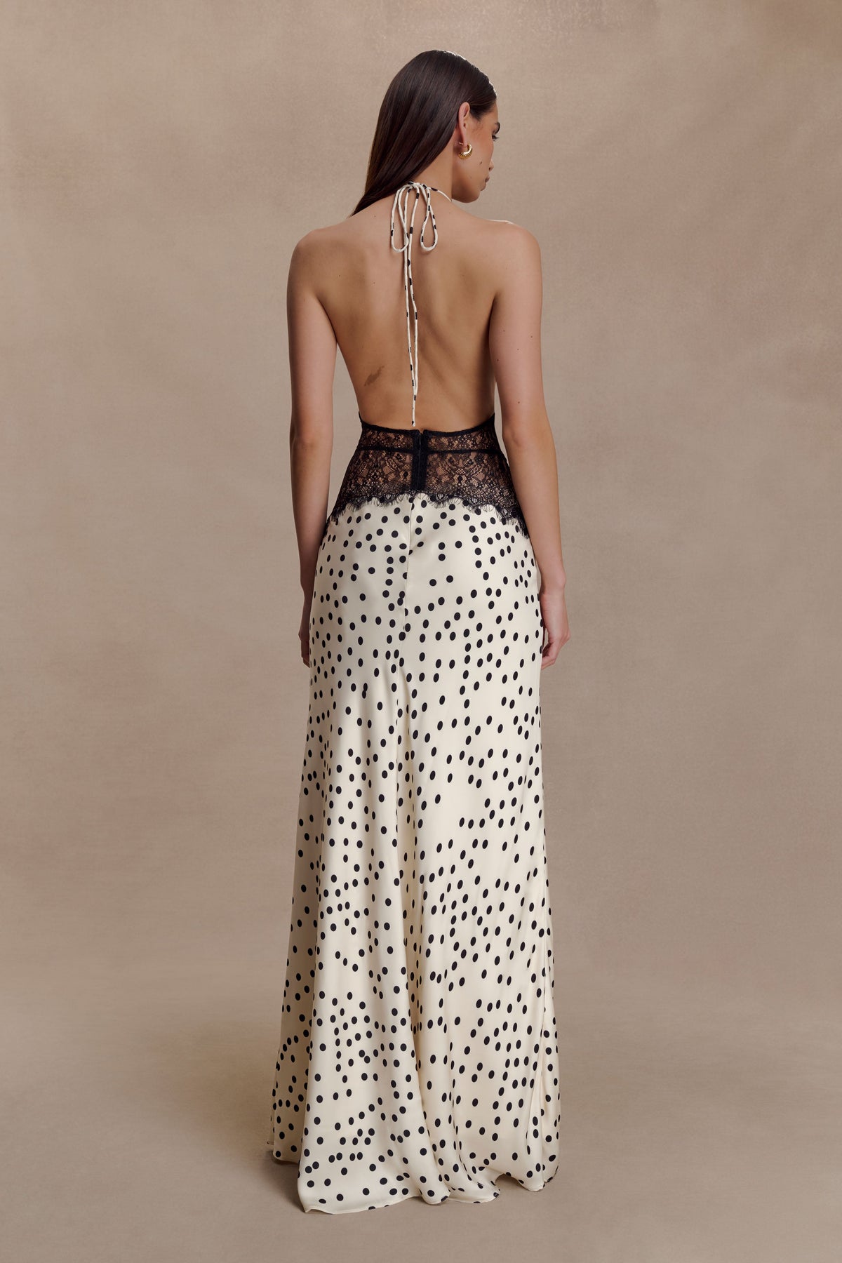 Dinah Lace And Satin Maxi Dress - Polkadot