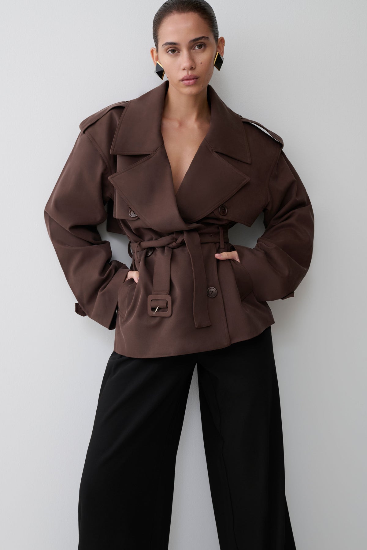 Alden Short Trench Jacket - Cioccolato