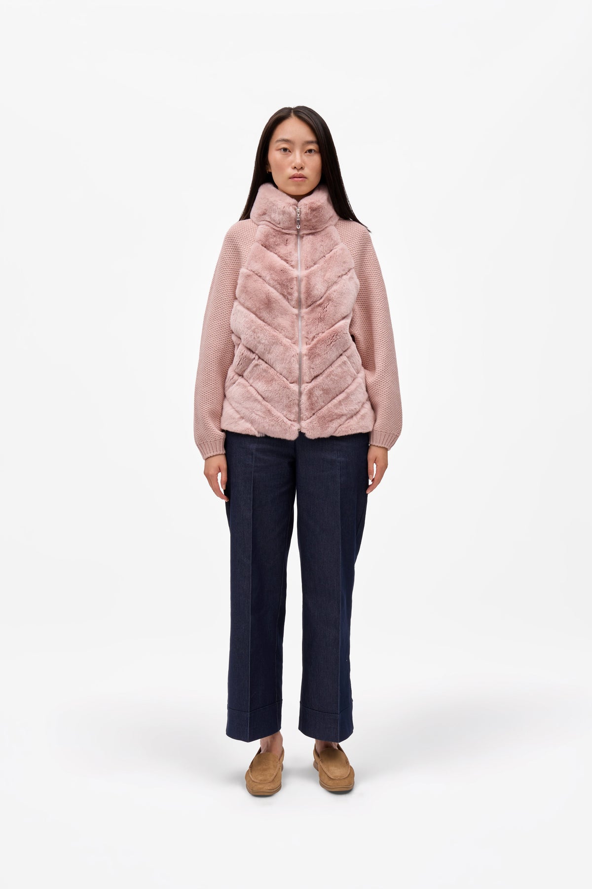Milan Fur Panel Jacket - Rosa