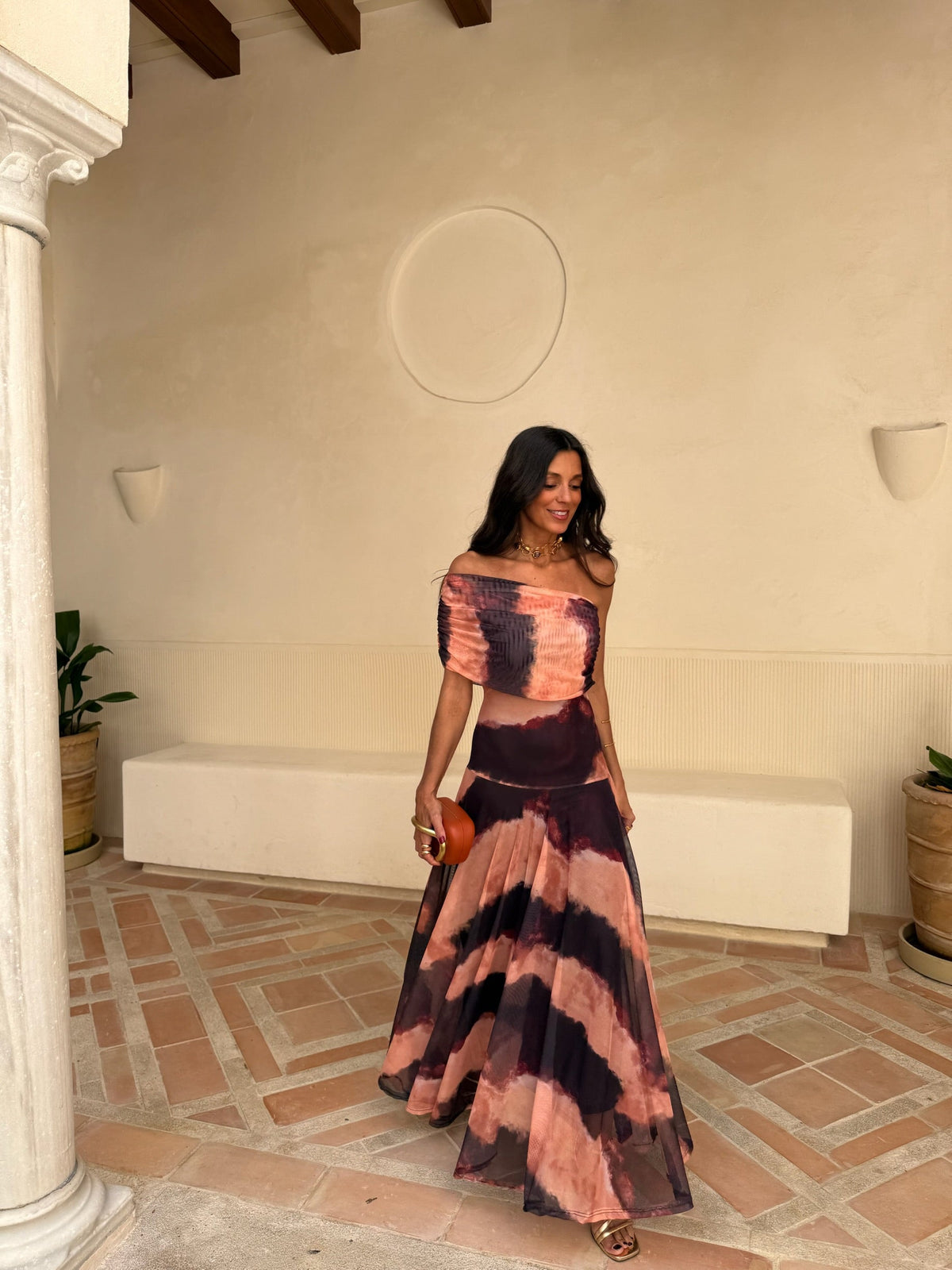 Toledo Dress - Arancione e Marrone