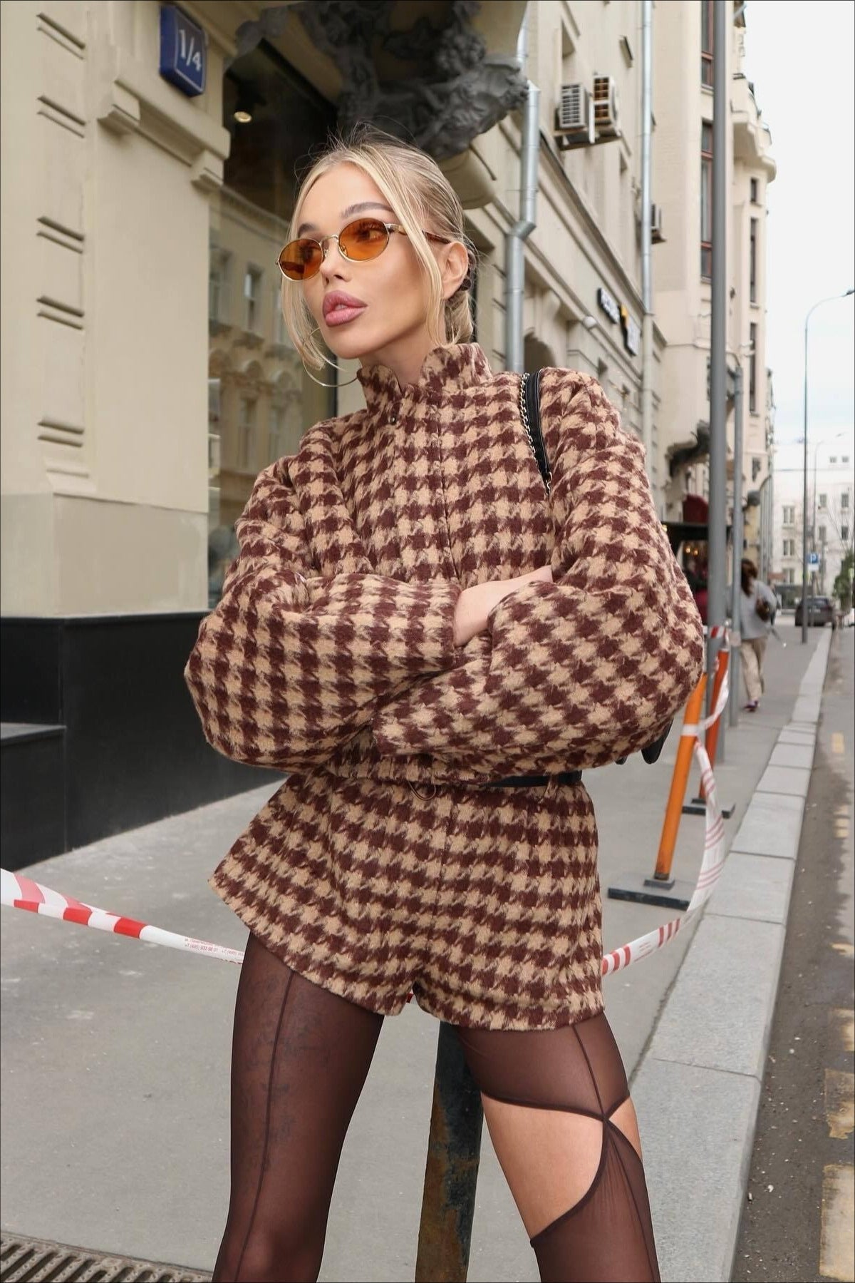 Isabella Conjunto Pied de Poule - Marrone