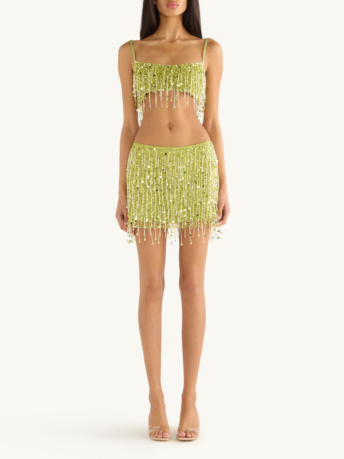 Yasmin Hand Beaded Bralette - Verde Chartreuse