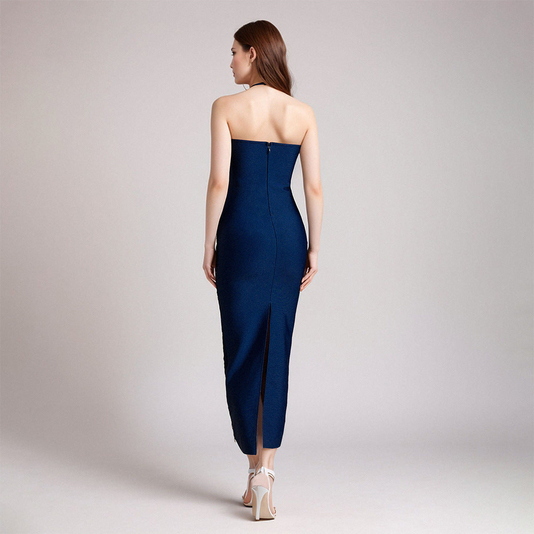 Robe longue Seraphina drapée à franges