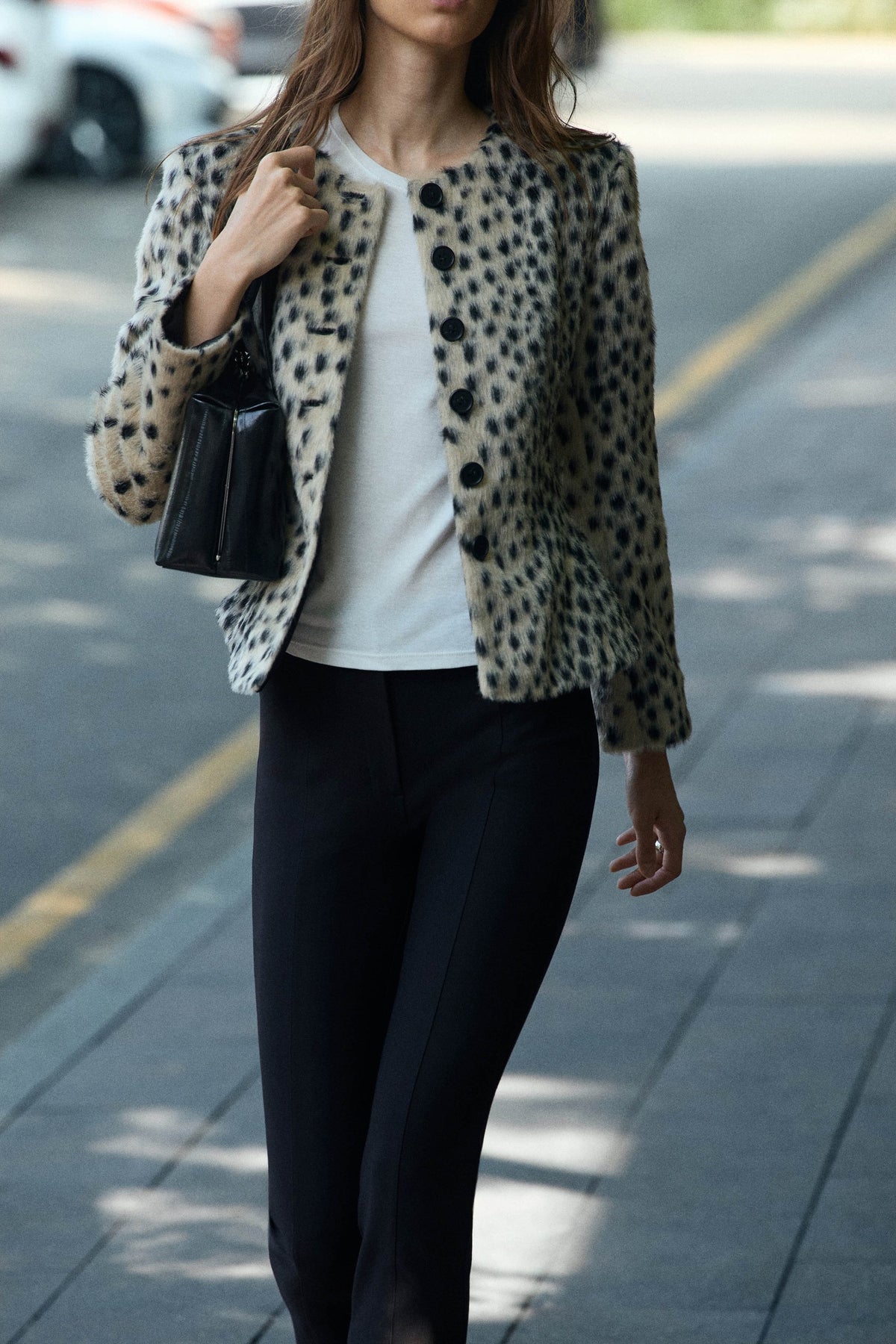 Blazer Effet Fourrure Léopard