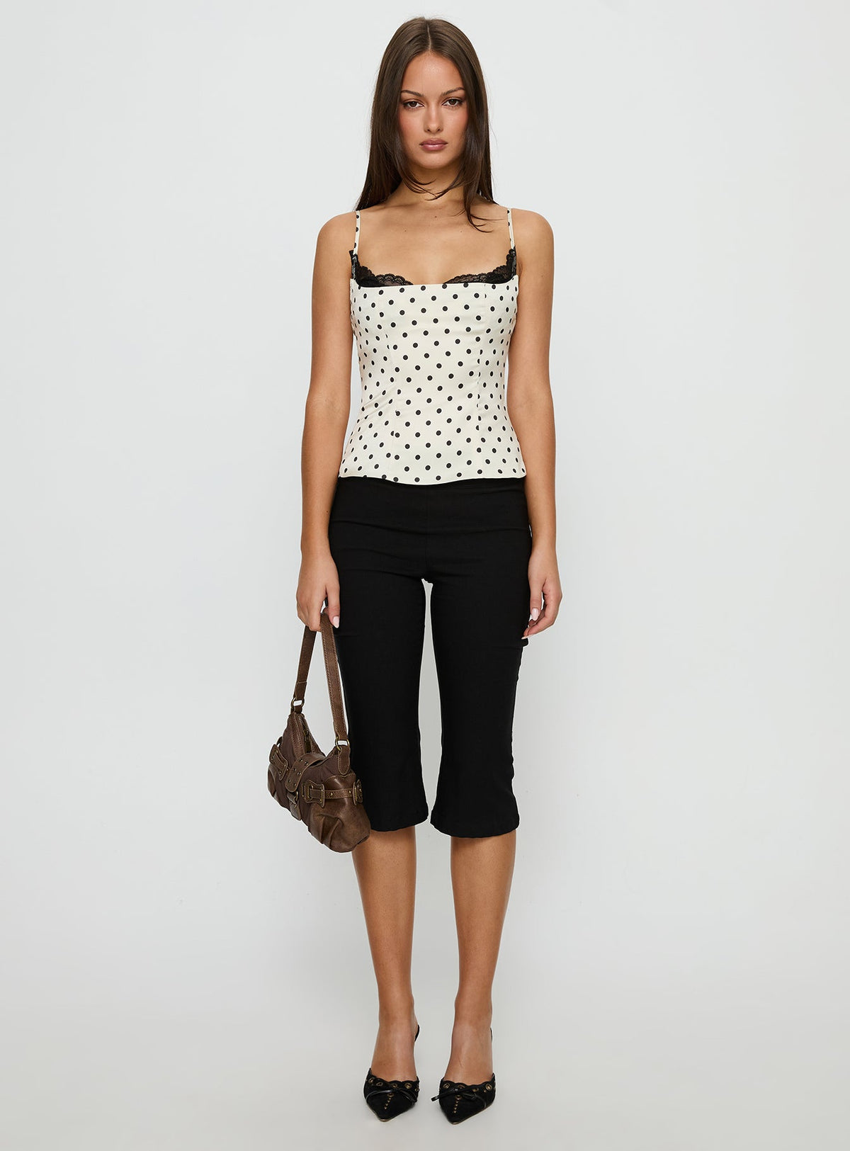 Renaissance Corset Lace Top - Bianco a Pois