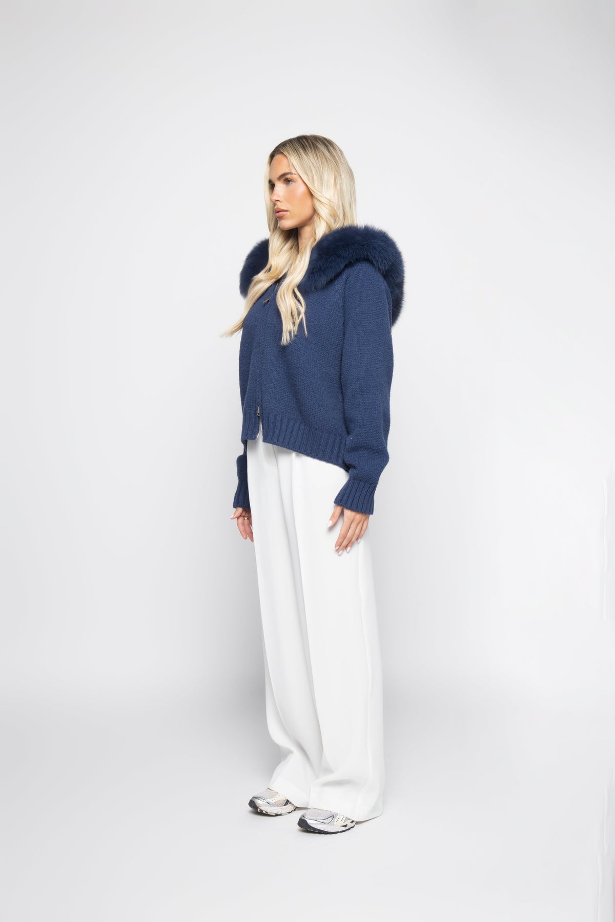 Cannes Zip Cardigan - Blu Elettrico