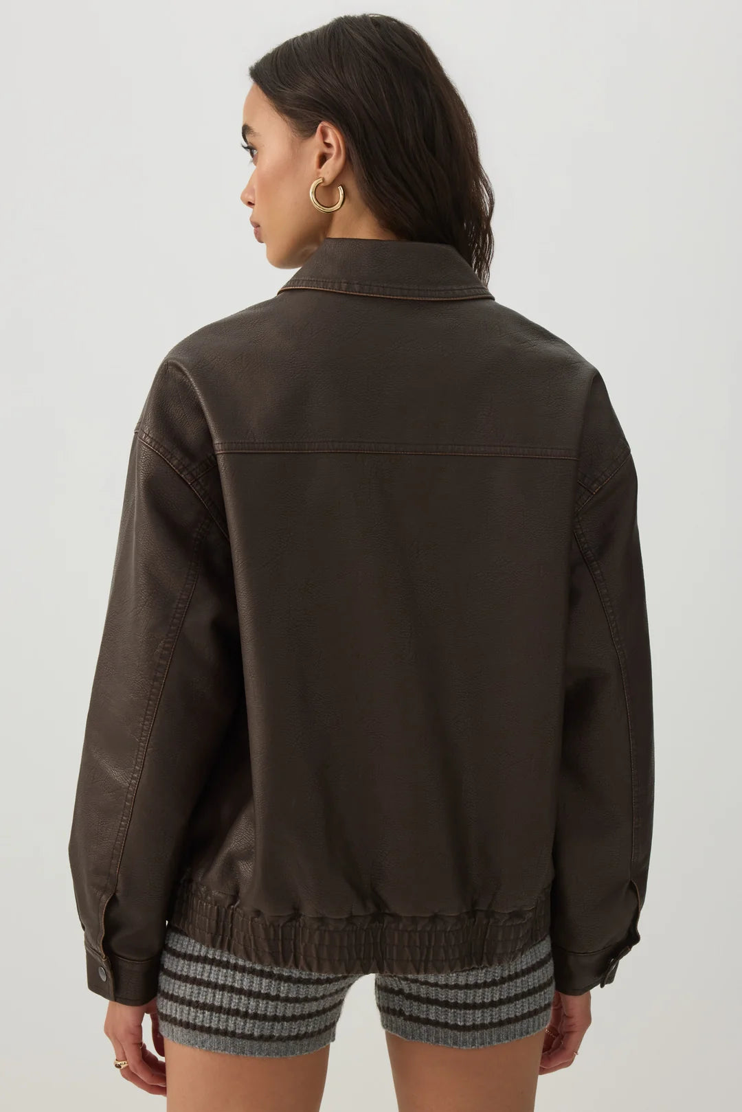 Veste oversize en similicuir effet délavé