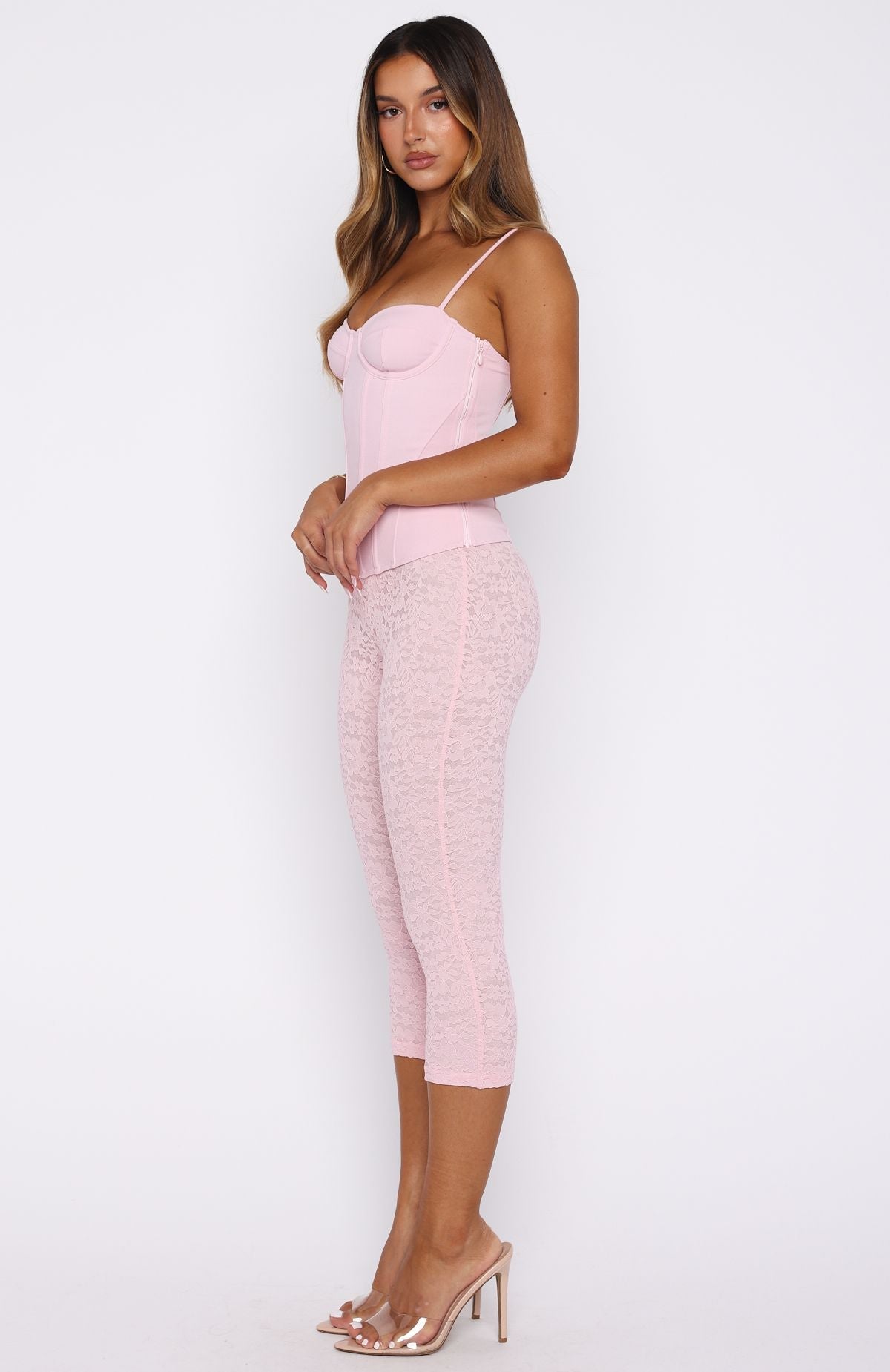 Pantalon Capri en dentelle Vibe With Me Rose bébé