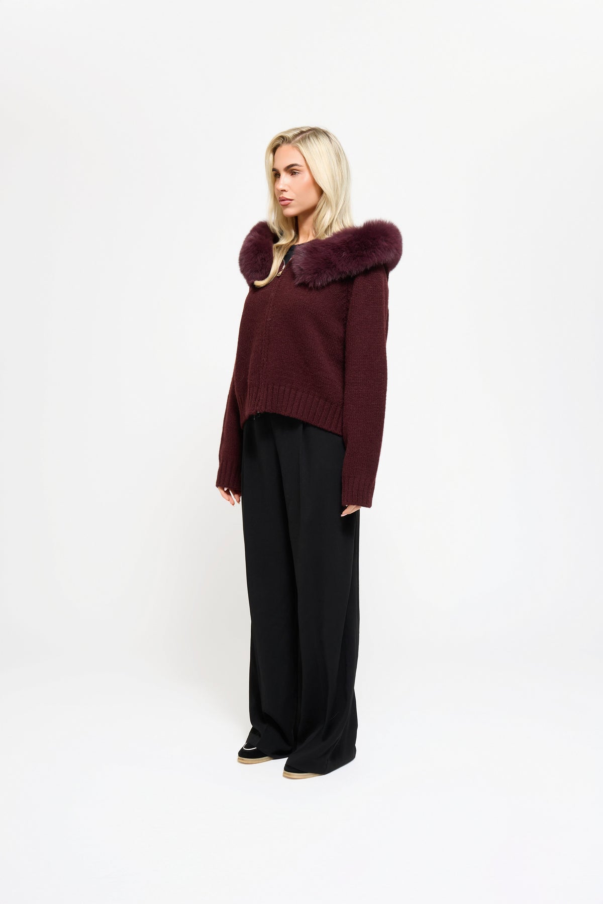 Cannes Zip Cardigan - Bordeaux