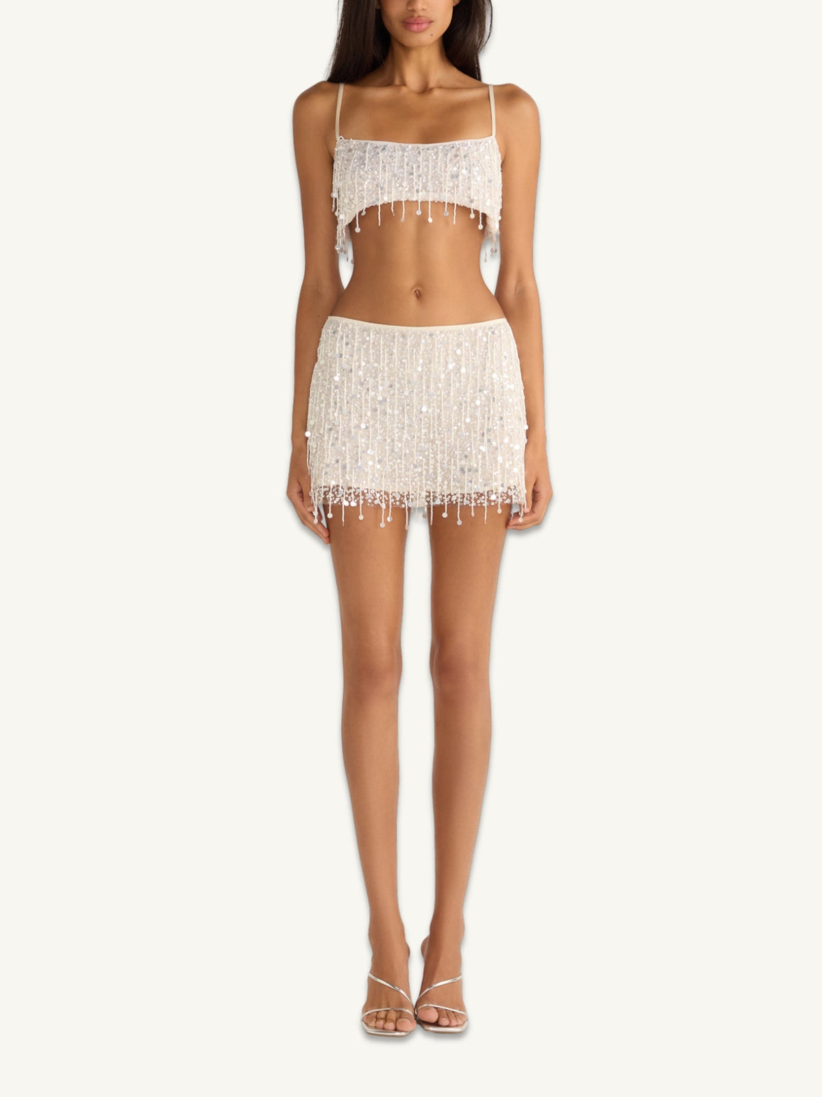 Yasmin Hand Beaded Bralette - Naturale