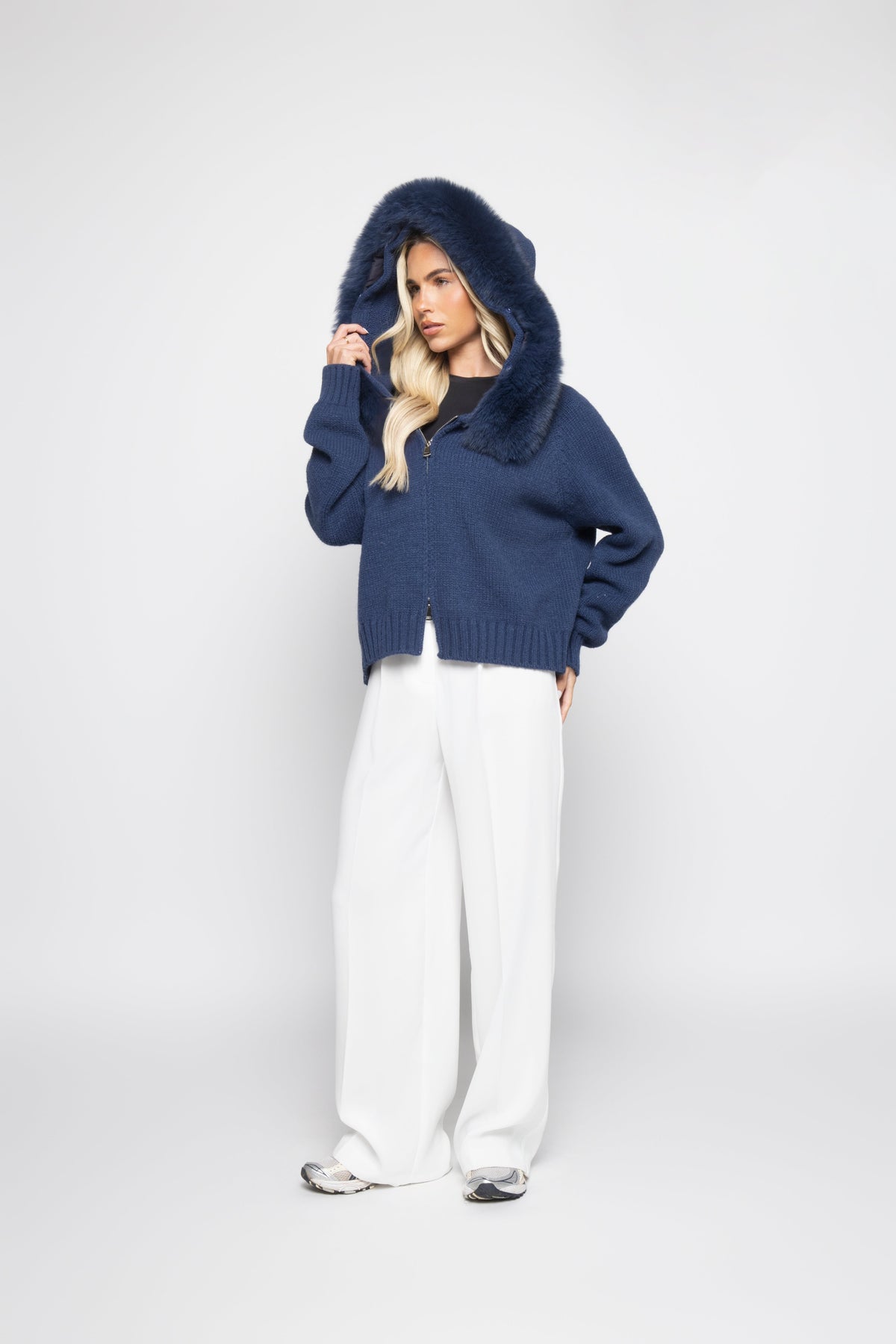 Cannes Zip Cardigan - Blu Elettrico