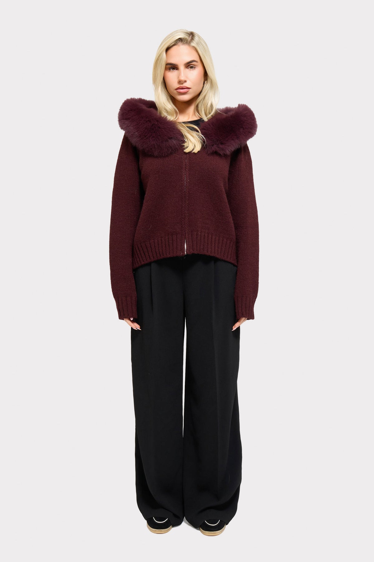 Cannes Zip Cardigan - Bordeaux