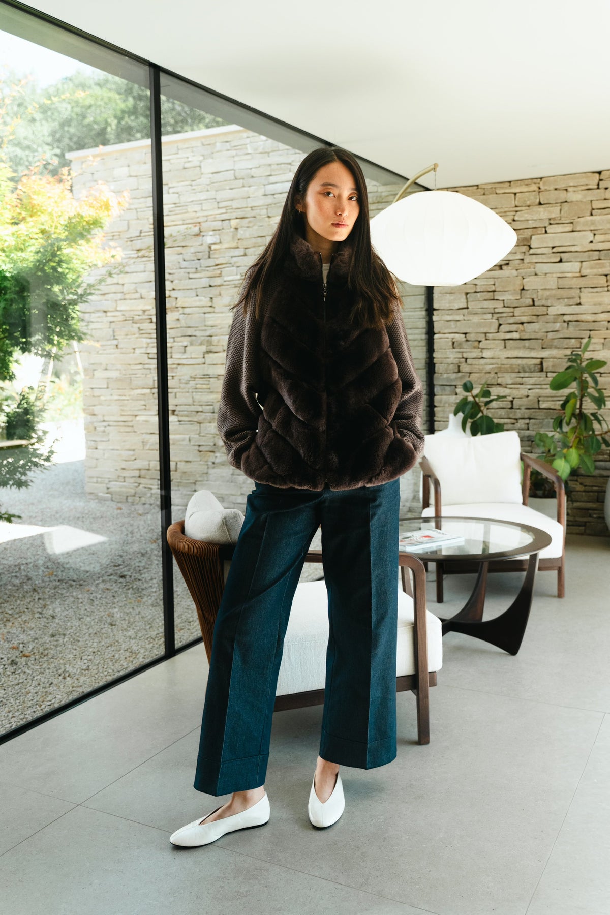 Milan Fur Panel Jacket - Uva