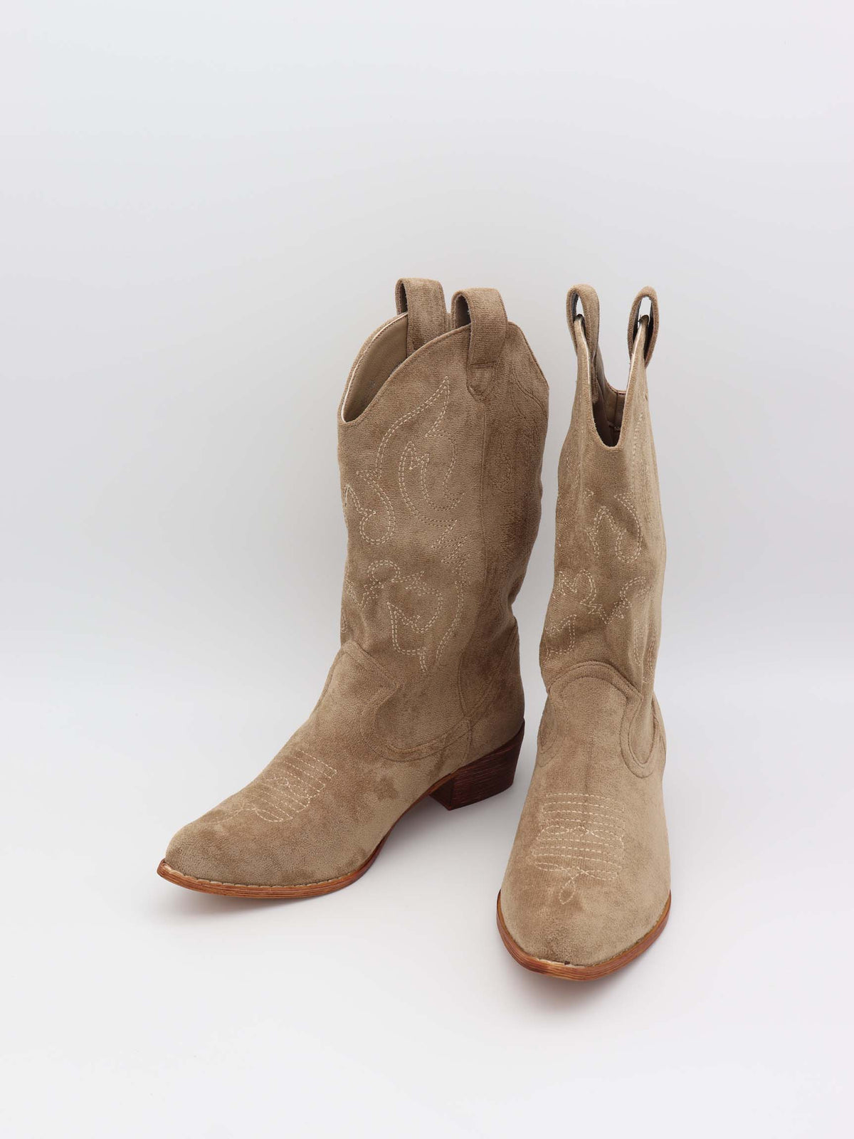 Bottes cowboy Bassau en suédine beige