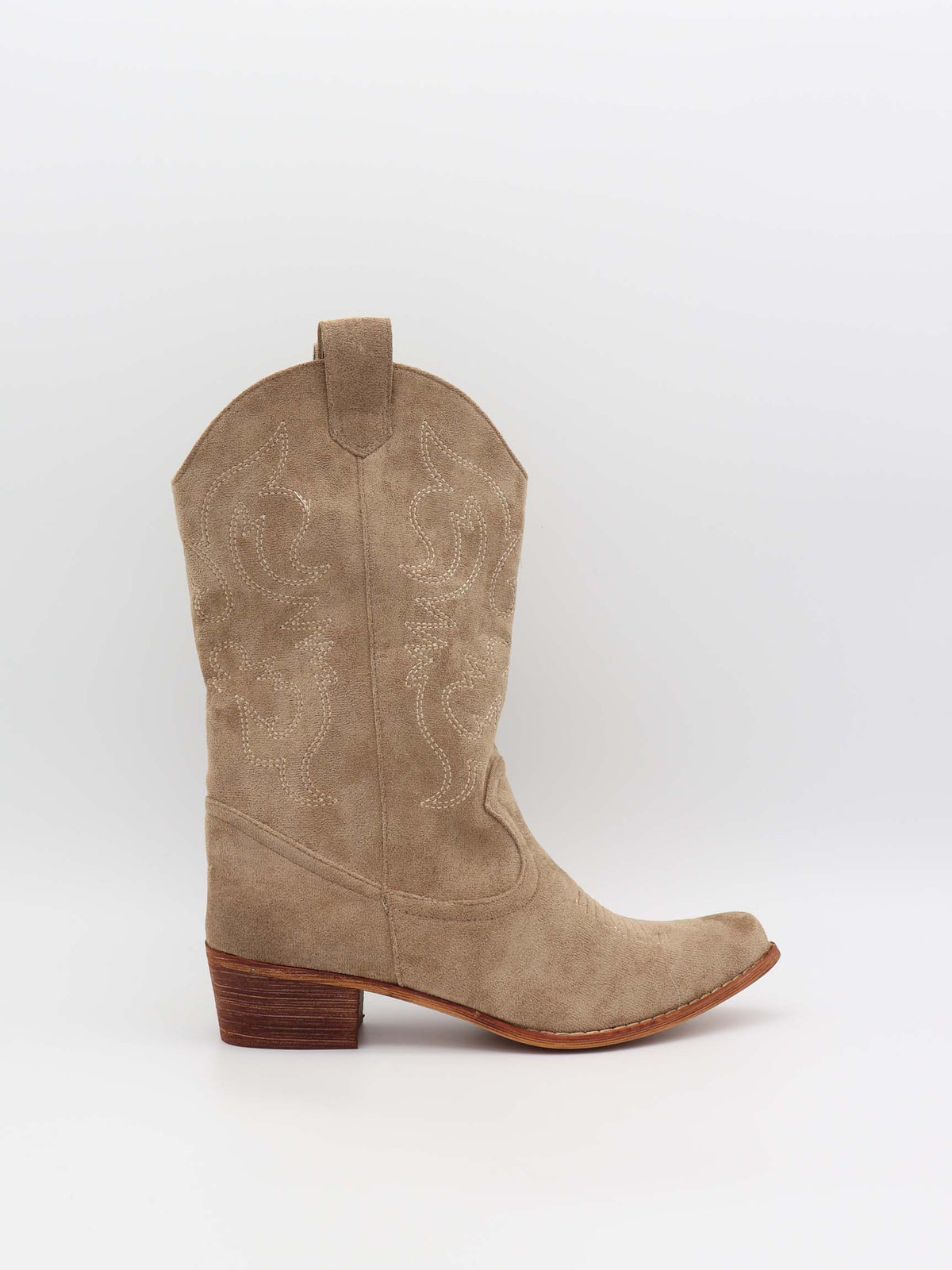 Bottes cowboy Bassau en suédine beige