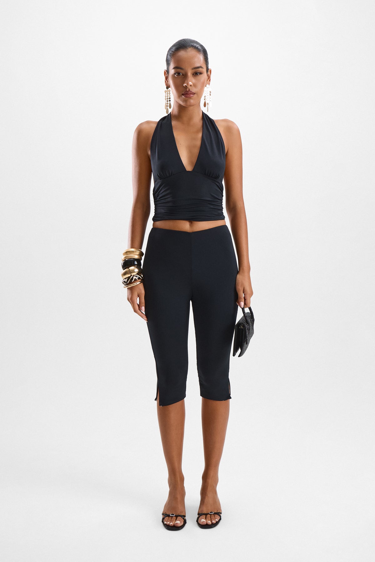 Élégance Halter Top - Noir