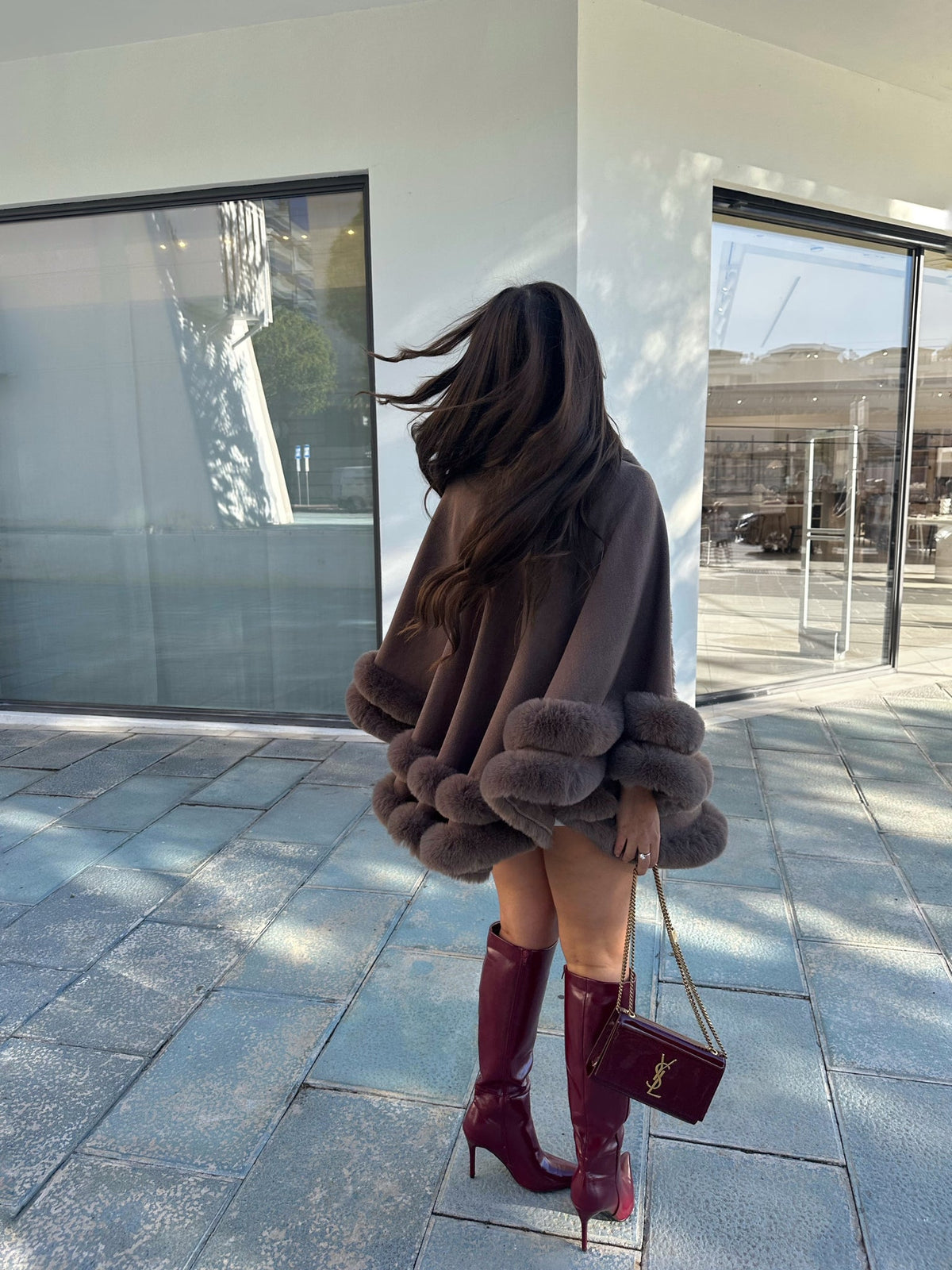 VIP Faux Fur Cape - Mocha