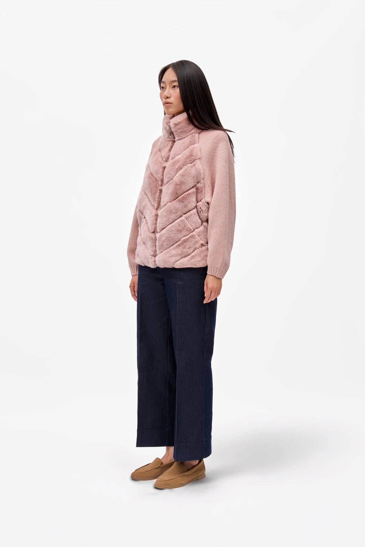 Milan Fur Panel Jacket - Rosa