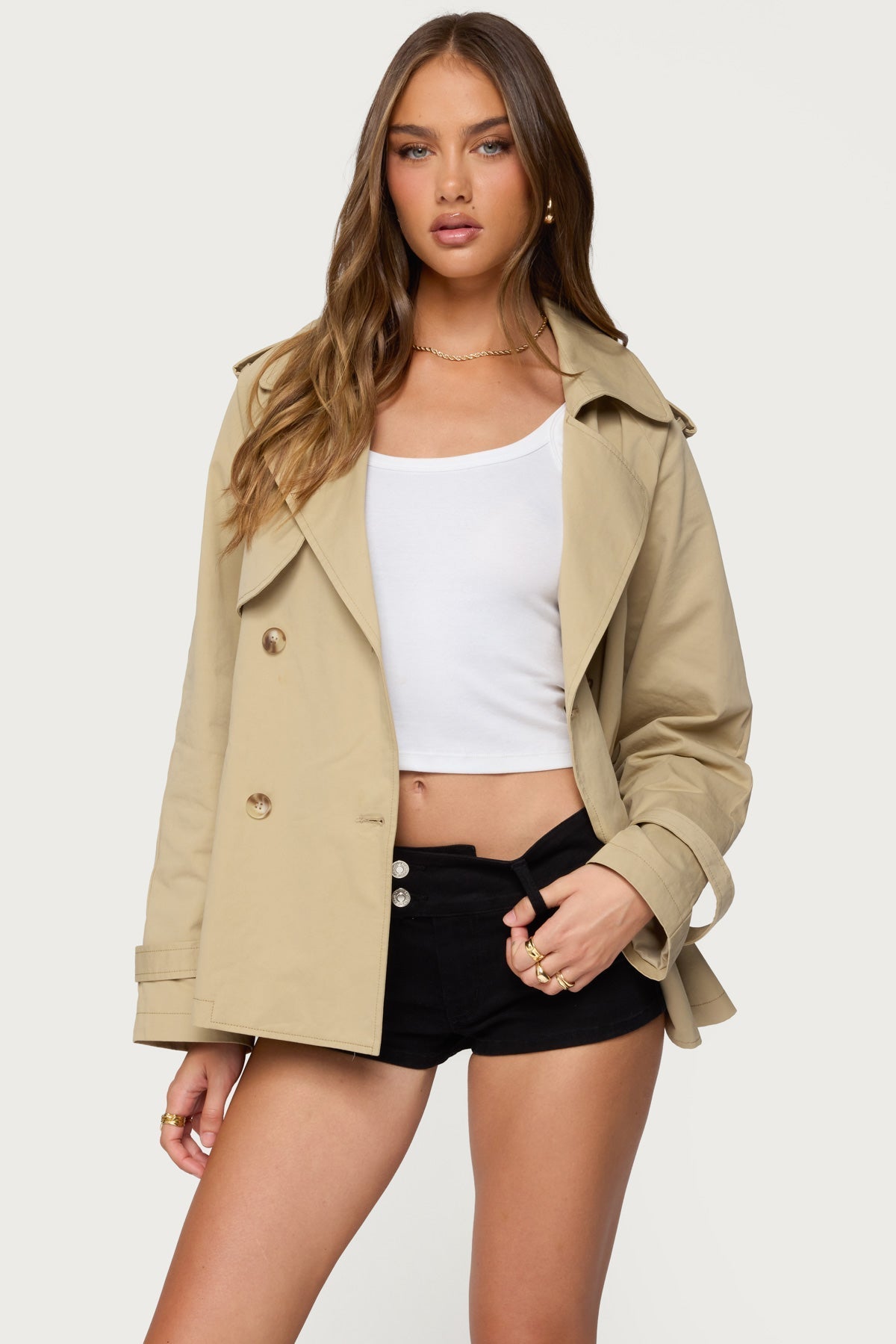 Tobie Raglan Trench Jacket - Beige