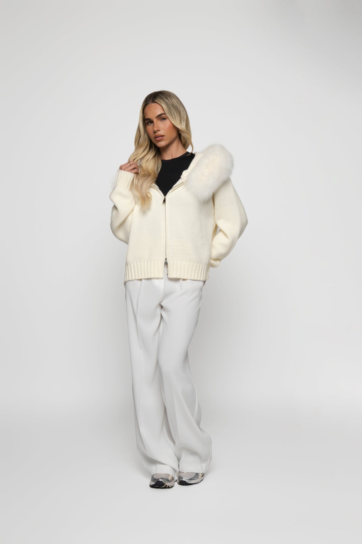 Cannes Zip Cardigan - Crema
