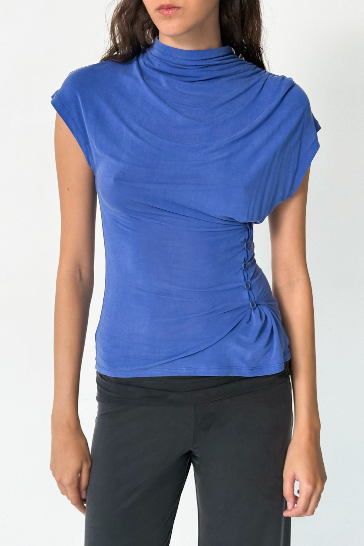 Kylie Button Top - Lapislazzuli
