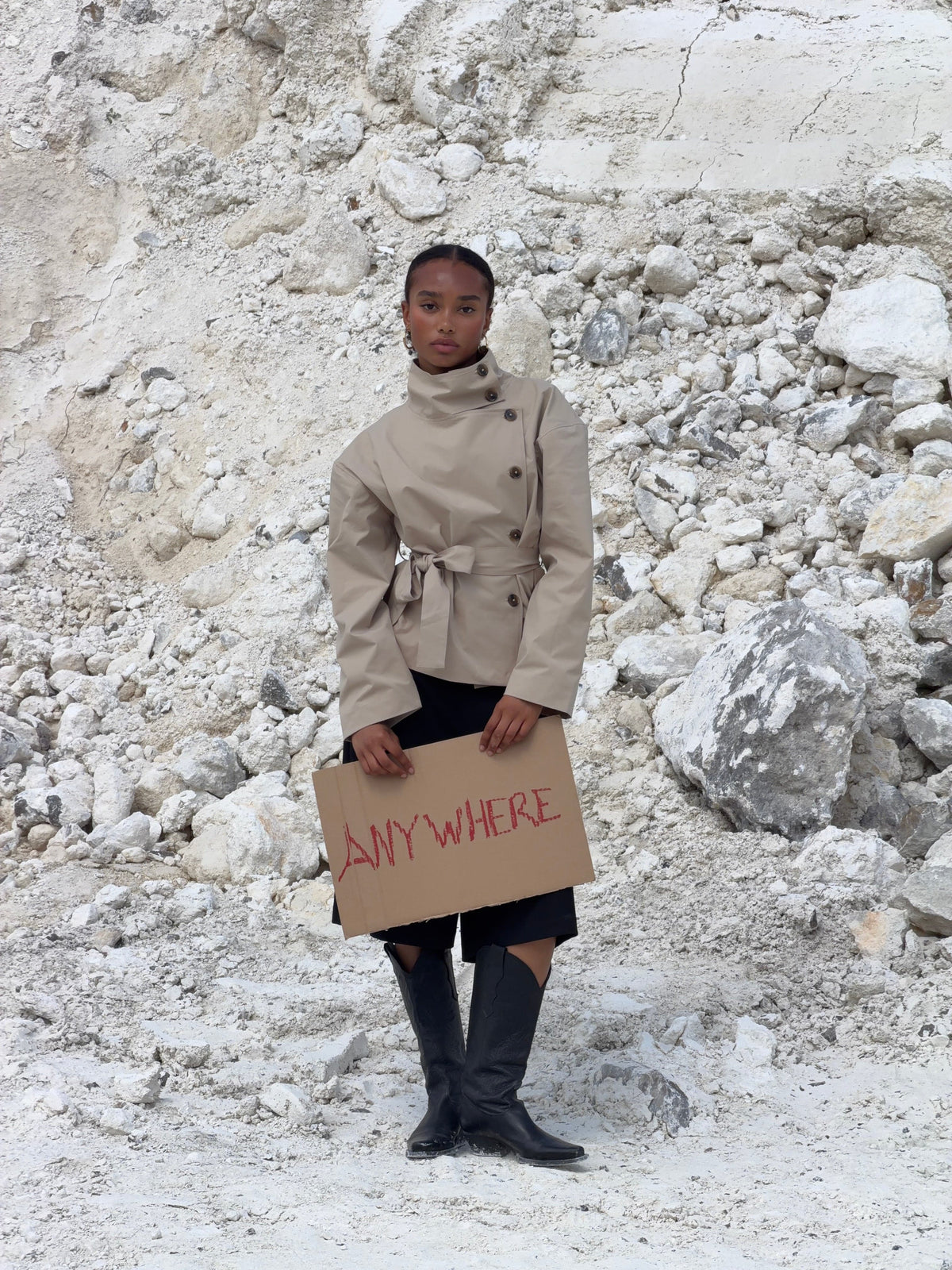 Alessia Funnel Neck Jacket - Beige
