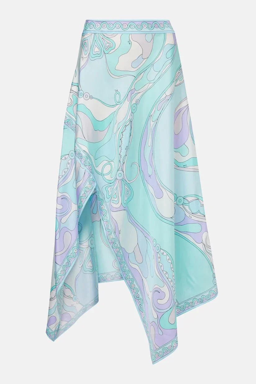 Ensemble top court licou en satin et jupe midi taille mi-haute à imprimé foulard