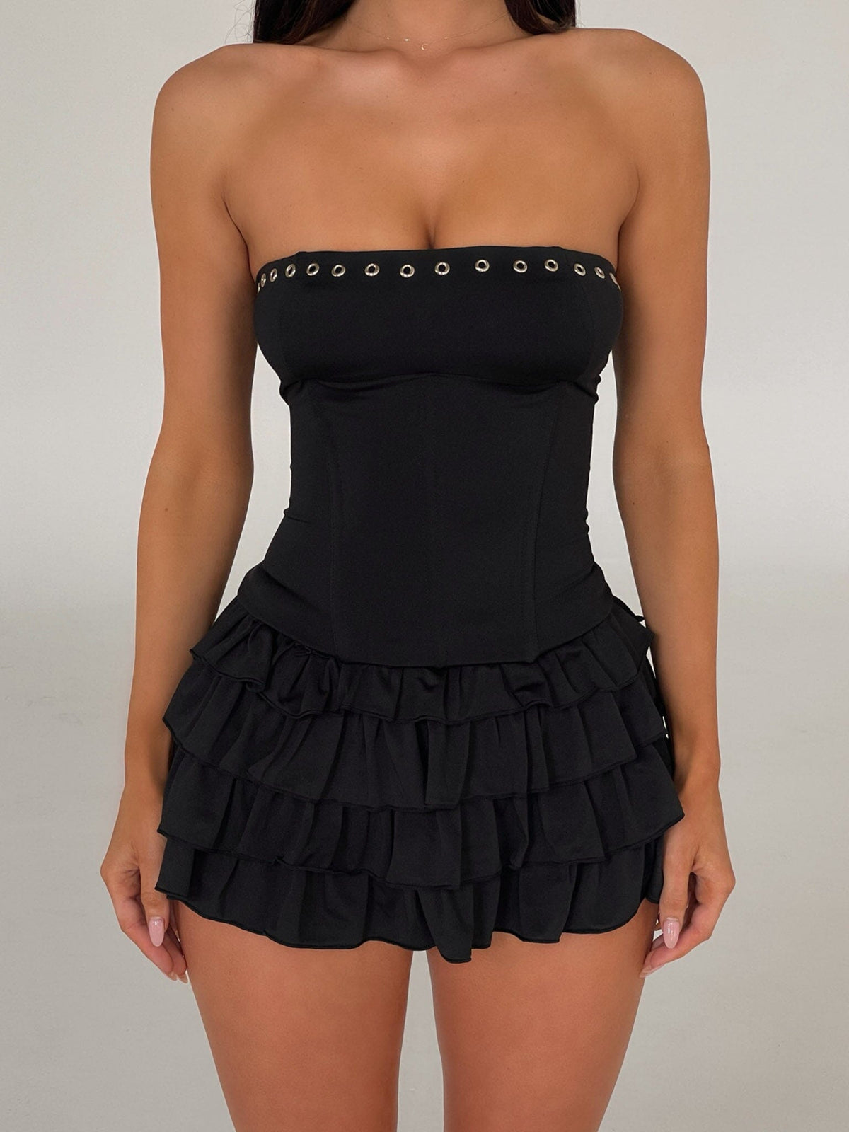 Robe bustier mini-gâteau couleur unie
