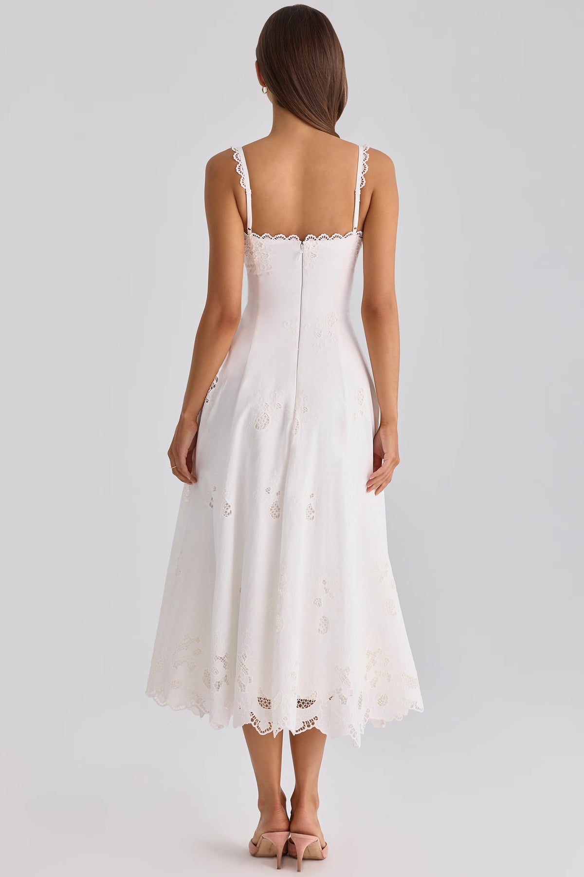 Robe mi-longue en broderie anglaise de coton