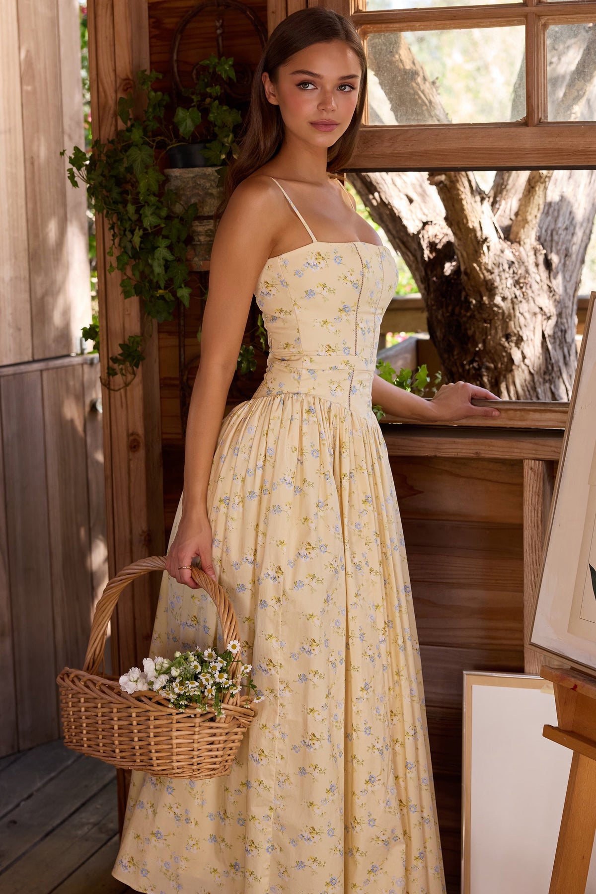 Robe longue en coton à imprimé fleuri