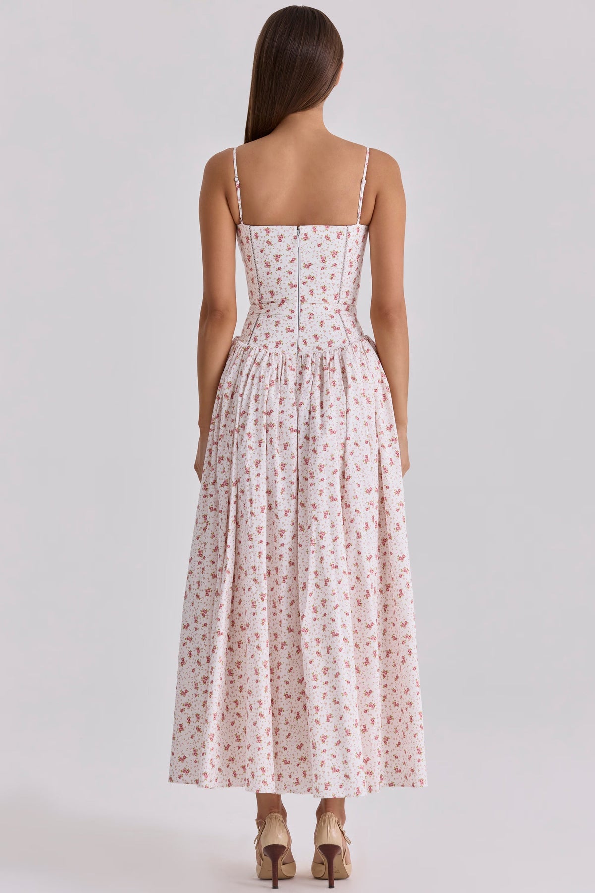Robe longue en coton à imprimé fleuri