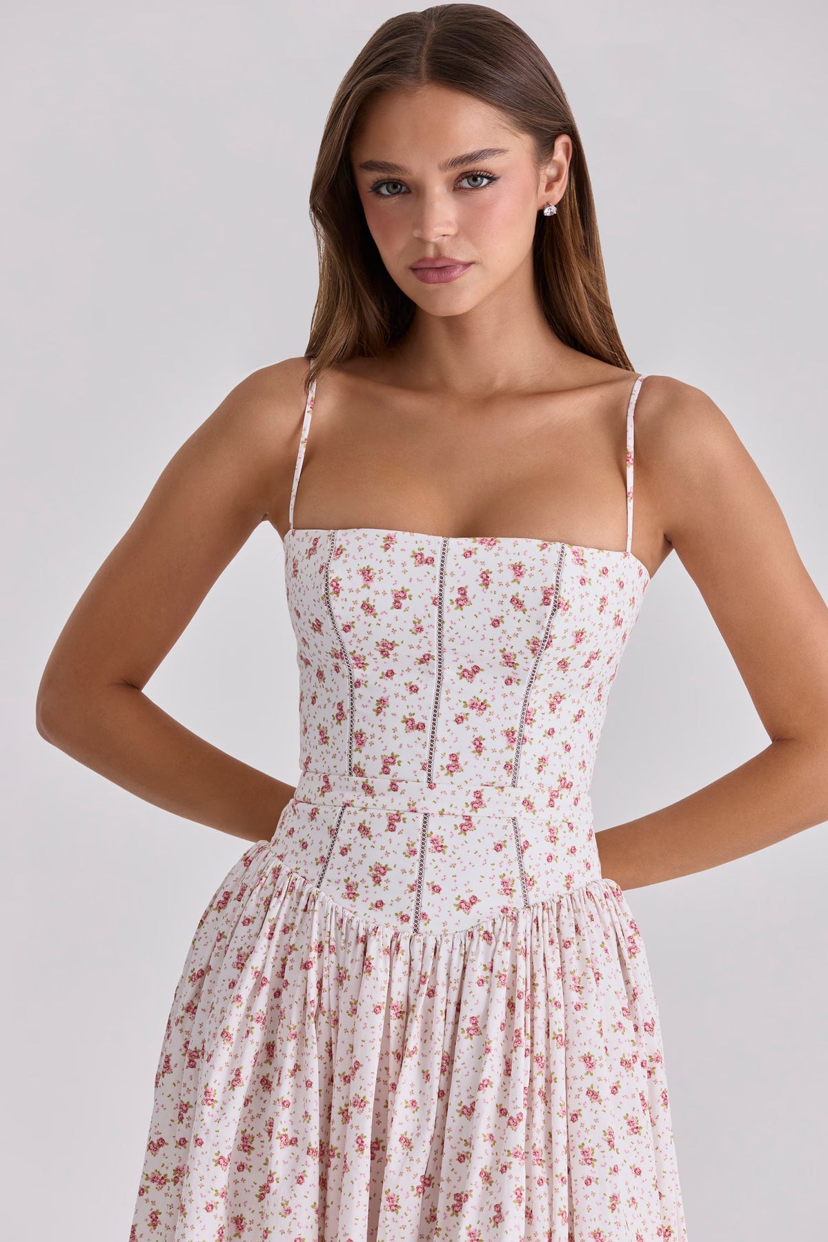 Robe longue en coton à imprimé fleuri