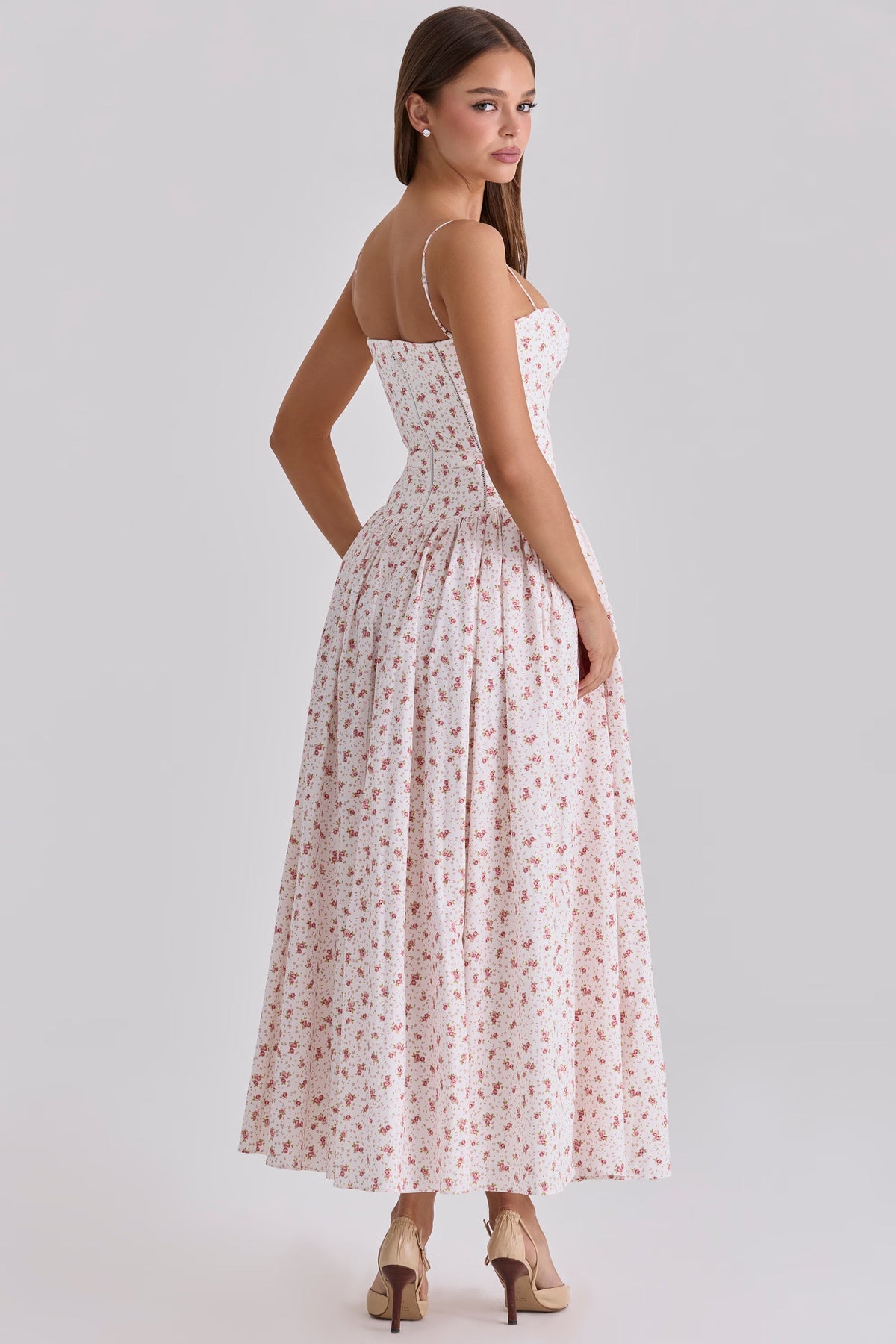 Robe longue en coton à imprimé fleuri